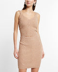 Express Women's High Waisted Cable Knit Mini Sweater Skirt in Mocha