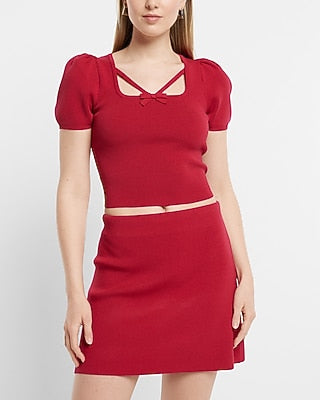 Express Women's High Waisted Mini Sweater Skirt in Gorgeous Pink