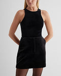 Express Women's High Waisted Velvet Mini Skirt in Pitch Black
