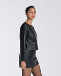 Express Women's Super High Waisted Faux Leather Mini Skort in Black 0