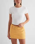 Express Women's Low Rise Twill Belted Mini Skort in Honey