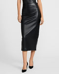 Express Women's Super High Waisted Faux Leather Midi Skirt in Black 0