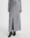 Express Women's High Waisted Glitter Waffle Drawstring Maxi Skirt in Silver Heather Gray