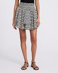 Express Women's High Waisted Printed Smocked Waist Tiered Mini Skirt in Neutral Print