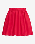 Express Women's Silky Elastic Waist Bubble Hem Mini Skirt in Racing Red