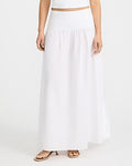 Express Women's Cotton Poplin High Waisted Side Slit Maxi Skirt in White