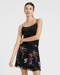 Express Women's Floral High Waisted Double Pleat Mini Skirt in Multi