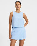 Express Women's Gingham High Waisted Wrap Skort in Blue Print