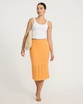 Express Women's Cotton Pointelle High Waisted Midi Sweater Skirt in Orange Small