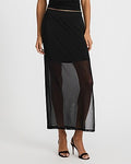 Express Women's Mesh High Waisted Side Slit Maxi Skirt in Black Small