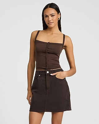 Express Women's High Waisted Chocolate Brown Mini Skirt in Chocolate Truffle