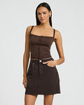 Express Women's High Waisted Chocolate Mini Skirt in Brown 0