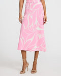 Express Women's Floral High Waisted Midi Slip Skirt in Pink Print