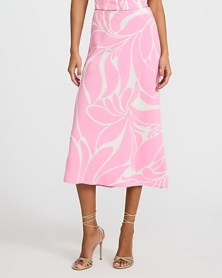 Express Women's Floral High Waisted Midi Slip Skirt Small