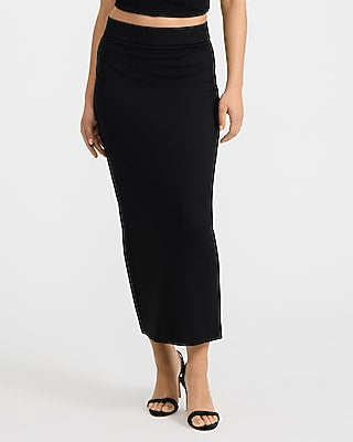 Express Women's Signature Ponte Super High Waisted Pull On Column Maxi Skirt in Black Small