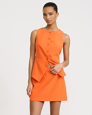 Express Women's Editor Studio Stretch Twill Super High Waisted Mini Skort in Orange 0