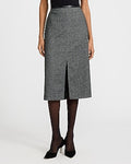 Express Women's Herringbone High Waisted Midi Skirt in B&w Print