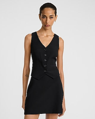 Express Women's Studio Stretch Twill High Waisted Mini Skirt in Black 0