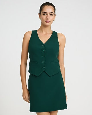 Express Women's Editor Signature Stretch High Waisted Mini Skirt in Green 0