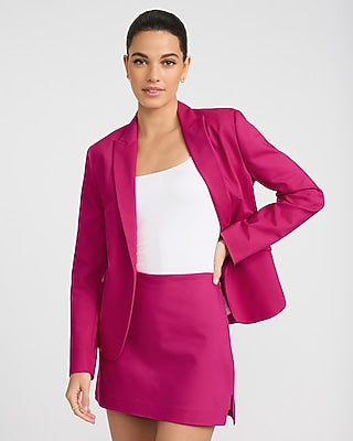 Express Women's Editor Stretch Cotton Super High Waisted Mini Skort in Hot Pink