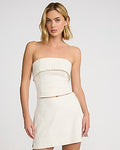 Express Women's Editor Linen-Blend Super High Waisted Striped Mini Skort in Neutral 0