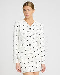 Express Women's Editor Polka Dot Stretch Cotton Super High Waisted Mini Skort in B&w Print