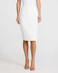 Express Women's Studio Stretch Twill High Waisted Midi Skirt in White