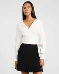Express Women's Studio Stretch Twill Super High Waisted Seamed Pleated Mini Skirt in Pitch Black