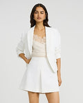 Express Women's Studio Stretch Twill Super High Waisted Single Pleated Mini Skirt in White Small