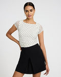 Express Women's Studio Stretch Twill Super High Waisted Single Pleated Mini Skirt in Black Small
