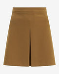 Express Women's Studio Stretch Twill Super High Waisted Single Pleated Mini Skirt in Brown Small