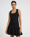 Express Women's Signature Ponte High Waisted Drop Waist Ruffle Mini Skirt in Black Small