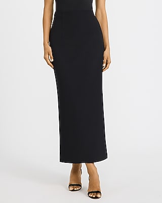 Express Women's Studio Stretch Twill High Waisted Column Maxi Skirt in Black 0