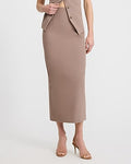 Express Women's Studio Stretch Twill High Waisted Column Maxi Skirt in Brown 0