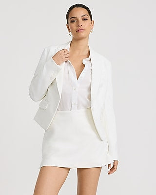 Express Women's Editor Studio Stretch Twill Super High Waisted Mini Skort in White