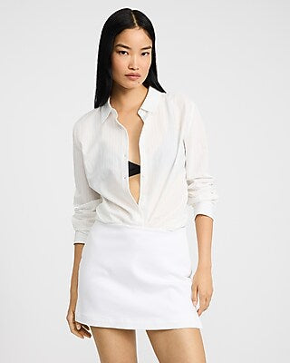 Express Women's Editor Super High Waisted Denim Mini Skort in White