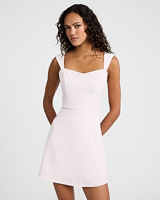 Express Women's Sweetheart Cap Sleeve Mini Fit And Flare Dress in Light Pink