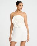 Express Women's 3D Floral Strapless Micro Mini Dress in Ivory