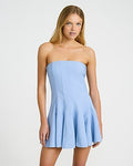Express Women's Strapless Pleated Mini Skort Dress in Blue