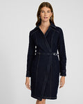 Express Women's Denim Long Sleeve Belted Wrap Mini Dress in Dark Denim