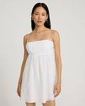 Express Women's Textured Square Neck Sleeveless Mini Fit And Flare Dress in White