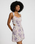Express Women's Floral Sweetheart Cap Sleeve Cutout Mini Fit And Flare Dress in Multi