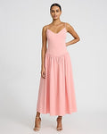 Express Women's Mixed Media V-Neck Drop Waist Maxi Dress With Pockets in Stargaze