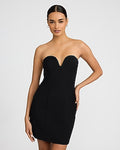 Express Women's Strapless Sweetheart V-Bar Mini Dress in Black Small