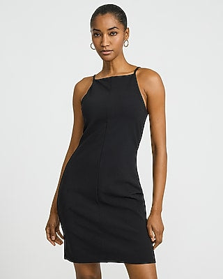 Express Women's Square Neck Sleeveless Front Seam Mini Dress in Black Small