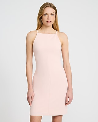 Express Women's Square Neck Sleeveless Front Seam Mini Dress in Pale Pink