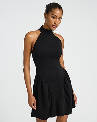 Express Women's Halter Sleeveless Drop Waist Mini Dress in Black Small