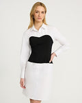 Express Women's Layered Tube V-Neck Collared Mini Shirt Dress in Black Small