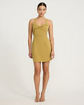 Express Women's Sweetheart Sleeveless Twist Bow Mini Dress in Dandelion