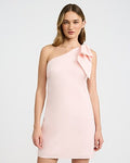 Express Women's One Shoulder Bow Mini Dress in Pink Small
